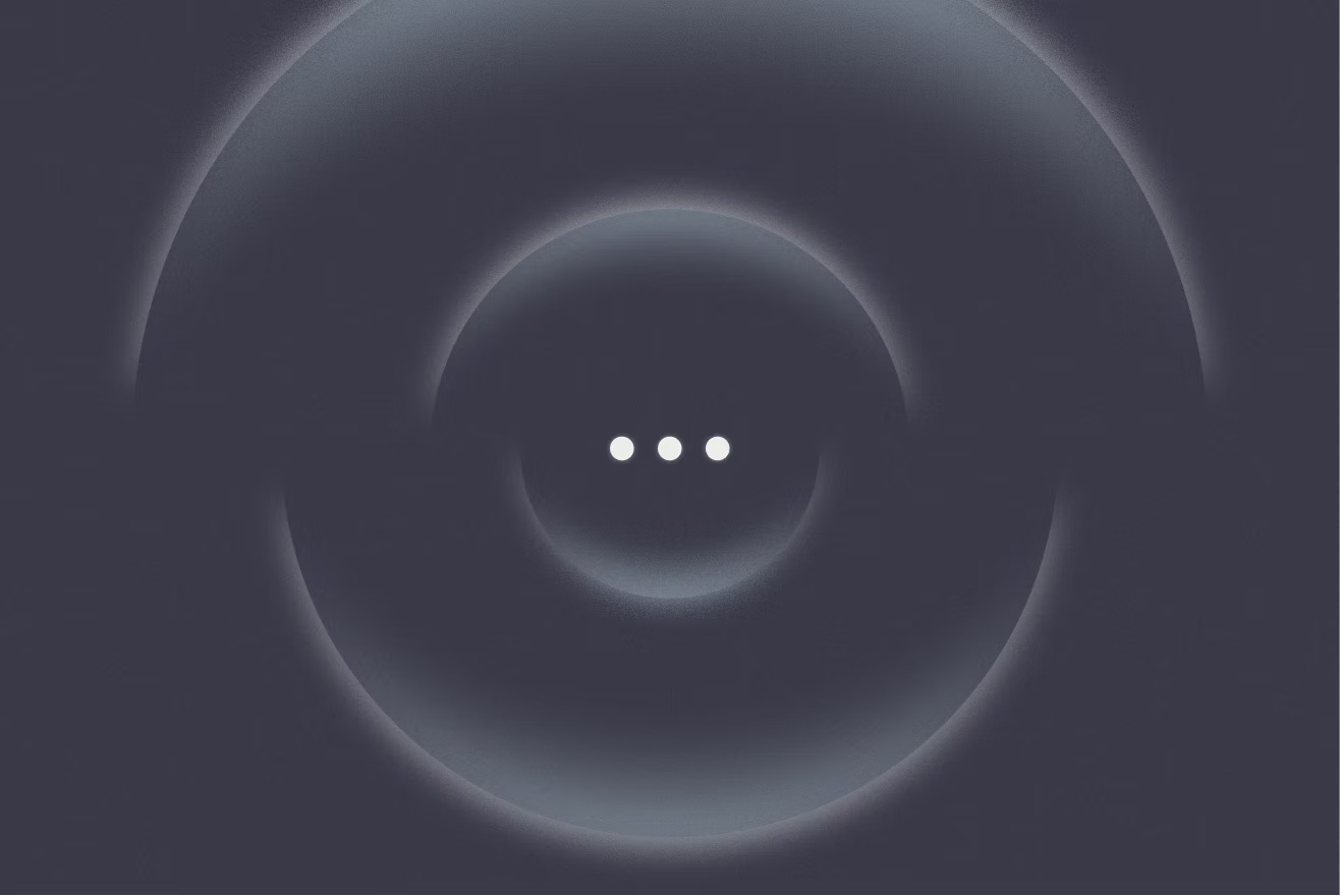 Abstract illustration with three dots at the center, suggesting conversation, guidance, and support.