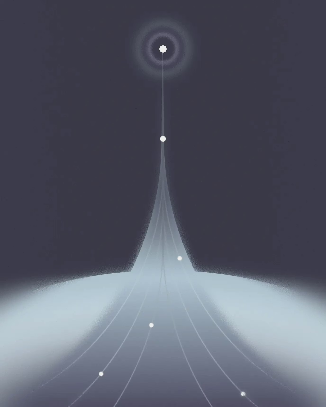 Abstract illustration depicting multiple points converging into a single focal point, suggesting simplicity and streamlined finances.