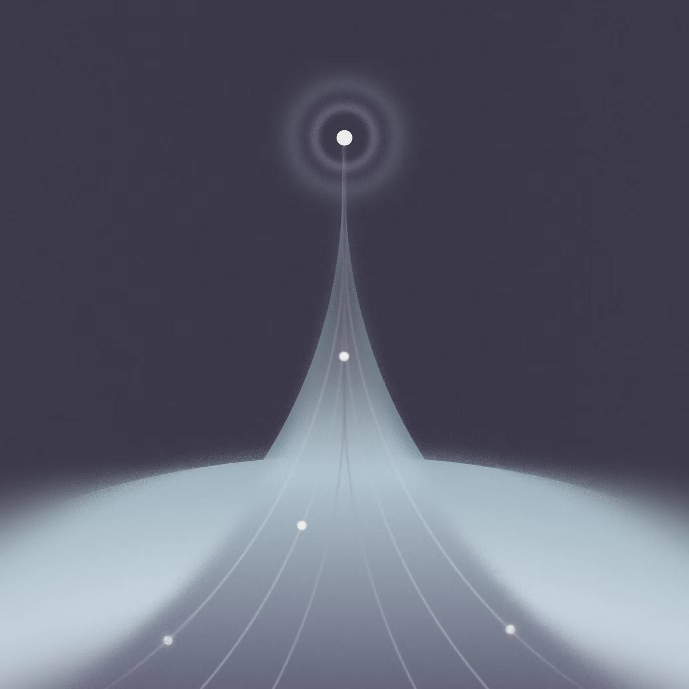 Abstract illustration depicting multiple points converging into a single focal point, suggesting simplicity and streamlined finances.